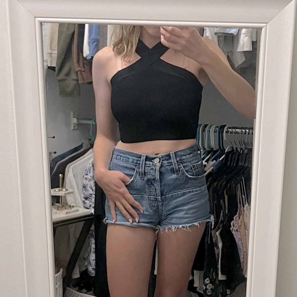 Aritzia Babaton Sculpt Knit Criss Cross Cropped Tank